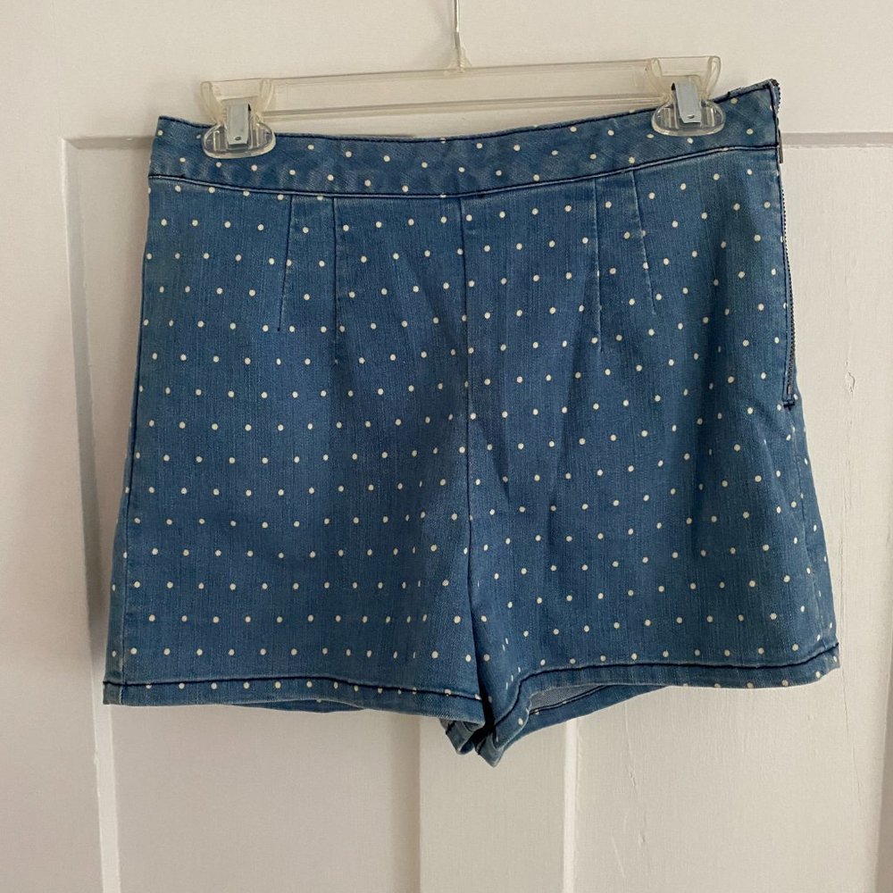 Forever 21 High Waisted Polka Dot Denim Shorts